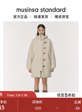 韩国25秋冬女士时尚休闲连帽中长棉服外套musinsa standard