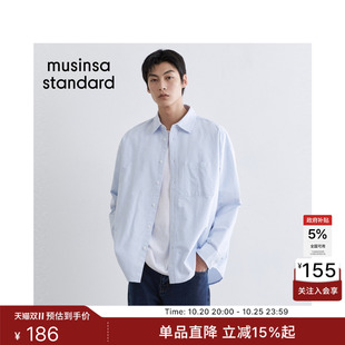 韩国26秋冬新品男士条纹廓形长袖衬衫MUSINSA  STANDARD