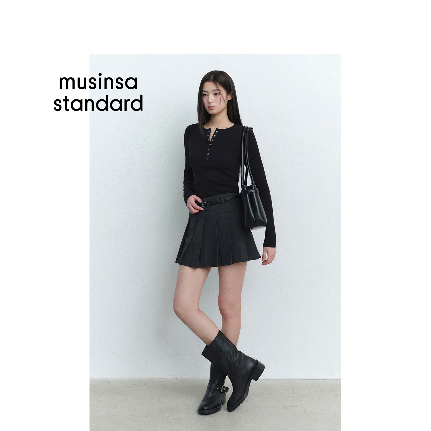 韩国26新品女士时尚休闲日常按扣长袖T恤MUSINSA STANDARD