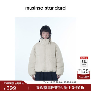 韩国秋冬时尚女士两面穿实用立领加绒棉服短外套MUSINSA STANDARD