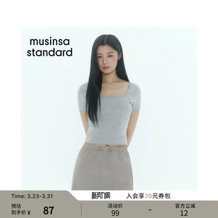 T恤musinsa 韩国26春季 方领短袖 女士潮流通勤修身 standard 新品