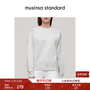 韩国春季女士时尚纯色多色廓形宽松圆领卫衣musinsa standard