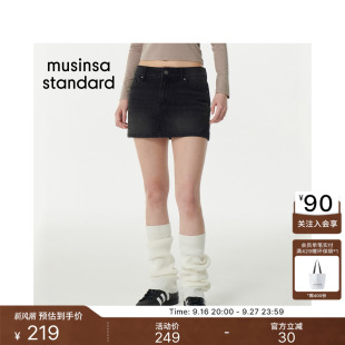 韩国秋冬女士低腰舒适显腿长牛仔修身短裤裙MUSINSA STANDARD