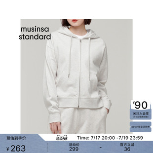 韩国春夏季女士宽松简约百搭款拉链连帽卫衣开衫MUSINSA STANDARD
