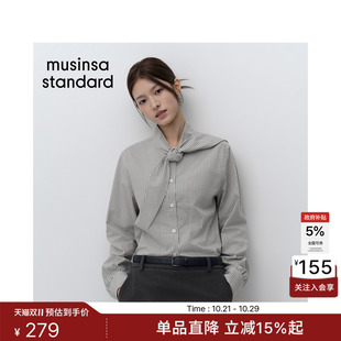 韩国26秋冬新品女士时尚百搭格纹系带衬衫MUSINSA STANDARD