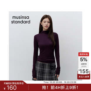 韩国26秋冬新品女士休闲纯色修身高领长袖T恤MUSINSA STANDARD
