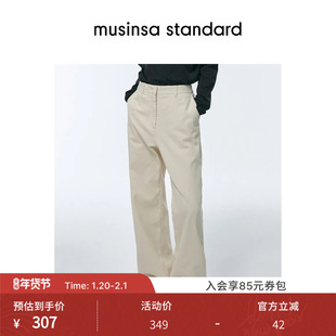 韩国25秋冬女士简约高腰灯芯绒宽松直筒复古西裤musinsa standard