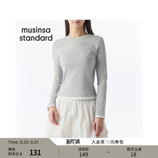 T恤musinsa 韩国26春季 长袖 女士撞色叠层修身 standard 新品
