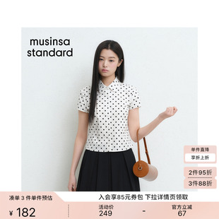 韩国26夏季新品时尚复古波点女士修身短袖衬衫MUSINSA STANDARD