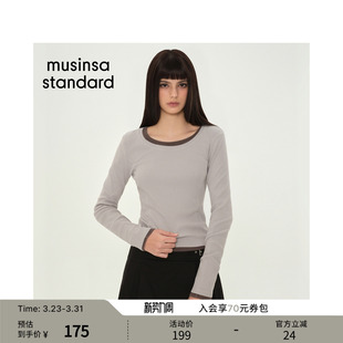 T恤musinsa 韩国26春季 大圆领长袖 女士日常休闲修身 standard 新品