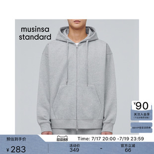 韩国春夏季男士大码宽松连帽双向拉链开衫卫衣MUSINSA STANDARD
