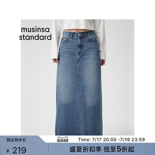 韩国春夏季女士显瘦时尚高腰直筒牛仔半身裙MUSINSA STANDARD