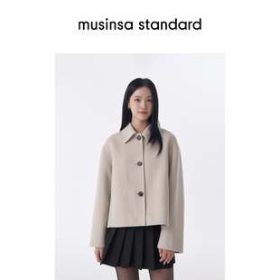 毛呢大衣musinsa 韩国25秋冬女士宽松短款 standard 含羊绒羊毛