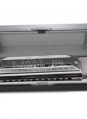 半音阶口琴12孔48音加厚圆弧半音阶【SW1248-7】银色C调口琴乐器