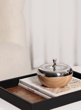 本与轻奢埃尔金方形皮革r托盘样板房间客厅收纳摆件民宿酒店装饰