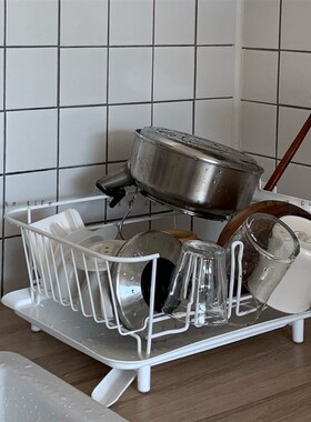 Q生活 奶c白色碗碟沥水篮!多功能厨房台面置物架碗盘水杯碗筷收纳