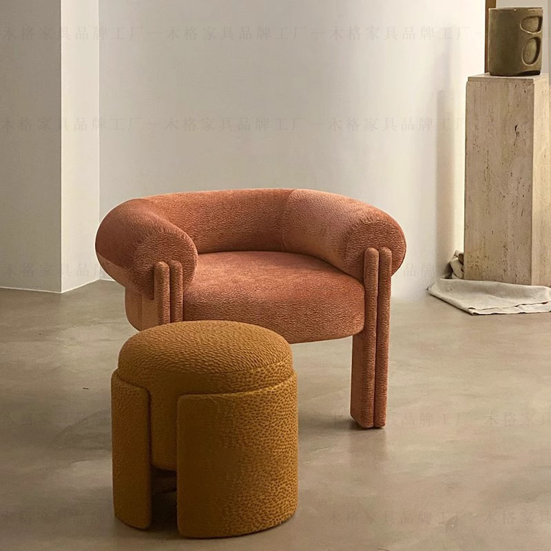 布艺单人沙发椅简约客厅休闲椅设计师酒店洽谈椅网红异形扶手椅子
