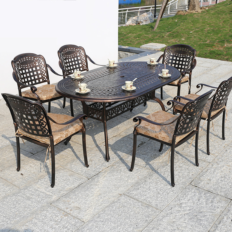 户外桌椅阳台庭院花园家具外摆休闲桌子铸铝材质室外餐桌椅家具