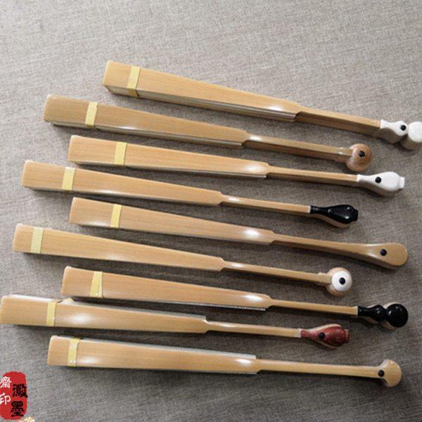 包邮7寸手工水磨司玉竹宣纸折扇文玩扇子苏工空白宣纸扇面和尚头