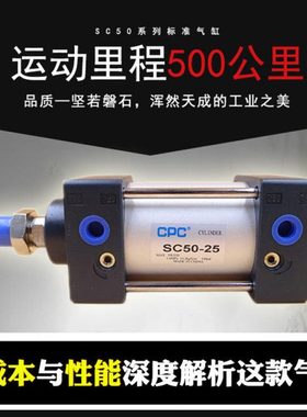 气动标准气缸SC50小型拉杆式行程可调25/SC75/100/125/175/200mm