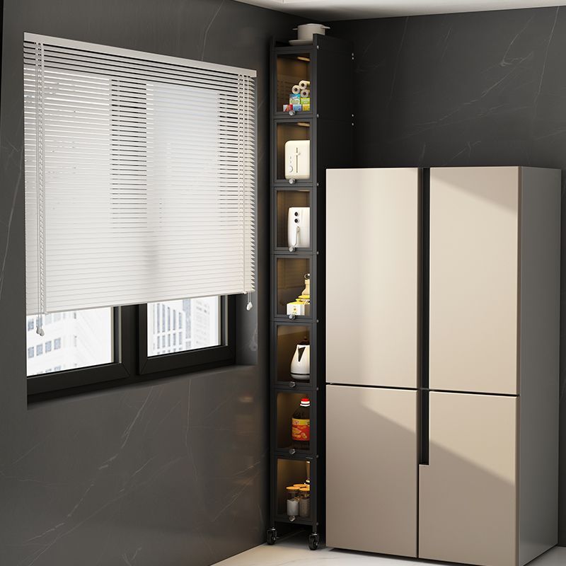 加高20公分夹缝极窄置物架厨房落地多层多功能小缝隙带门收纳柜子