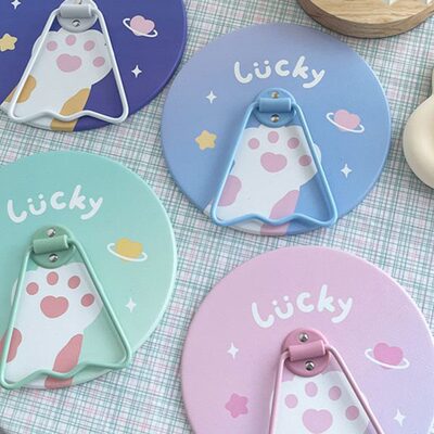 圆形化妆间支架台镜幸福猫爪系列可爱卡通