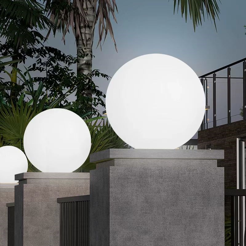 户外太阳能柱头灯防水庭院大门月球灯别墅花园围S墙立柱圆球柱子