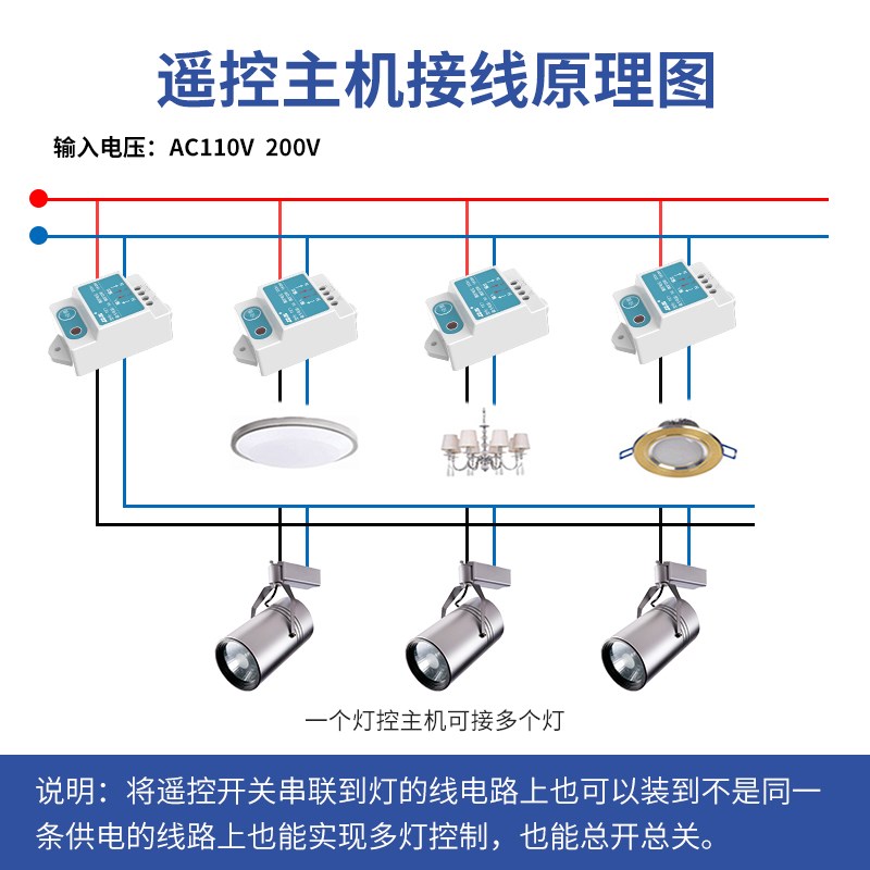 遥控开关无线遥控多路电源灯智能灯光控制器家用220v摇控通断电器