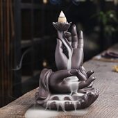 紫砂倒流檀香炉室内家用香炉创意大号佛手回流香薰炉礼品复古摆件