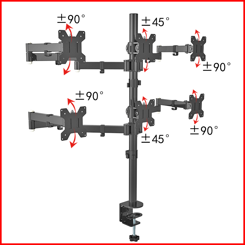 多屏显示器支架 电脑屏幕架子3屏六屏拼接炒股游记监控多应用底座
