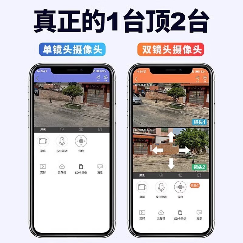 太阳能摄像头360度无死角室外无电无网手机远程高清夜视4G监控器