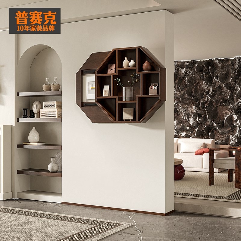 定制现代简约多功能实木电表箱遮挡箱配电盒电闸装饰置物架装饰画