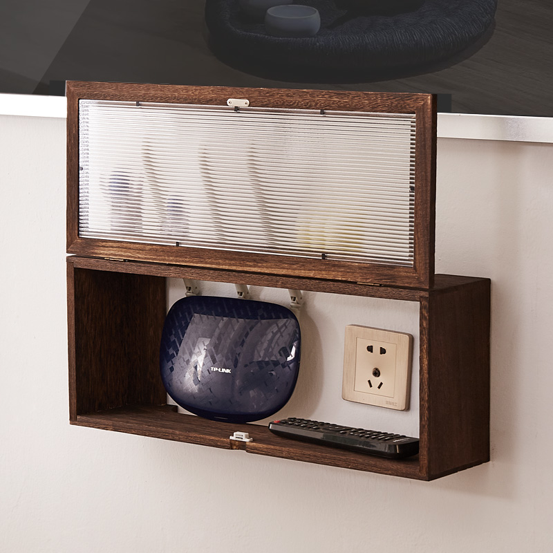 电线收纳盒接线板排插座遮挡盒集线盒壁挂wifi路由器机顶盒置物架