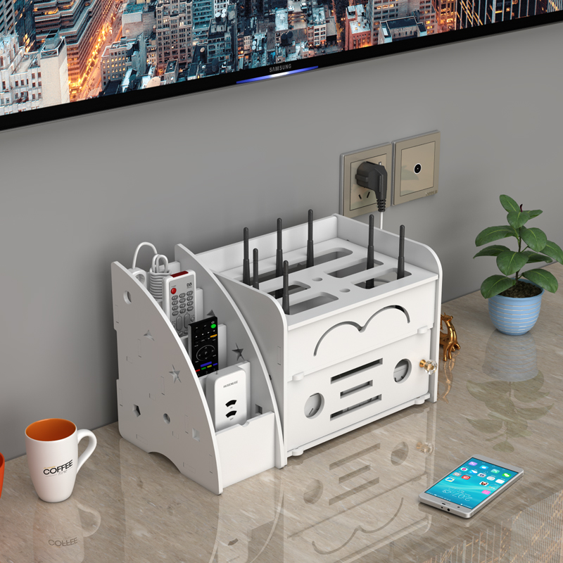 电视盒子网络机顶盒置物架光猫客厅墙上壁挂插线板路由器收纳架