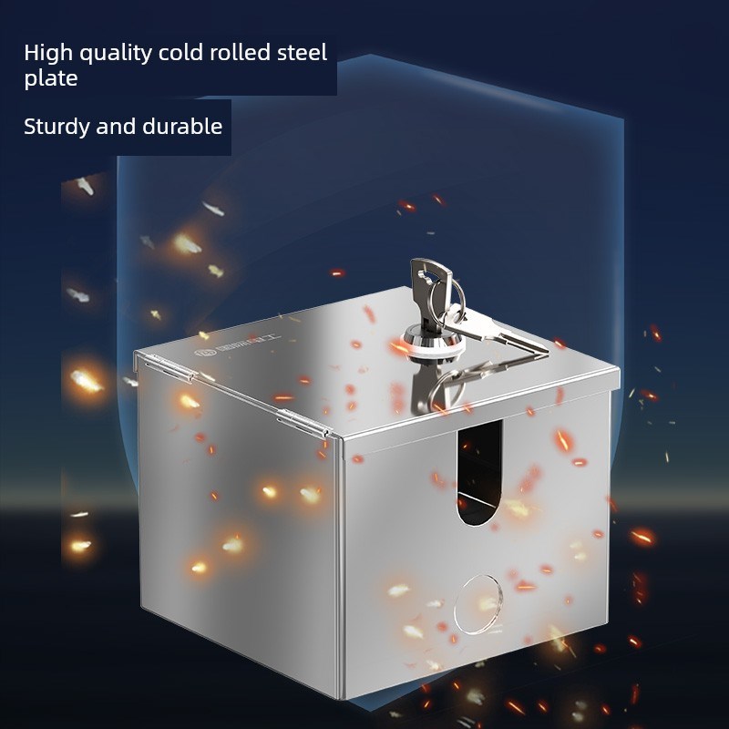 明装防盗带锁插座箱保护盒不锈钢防水户室外电瓶车充电刚性防护