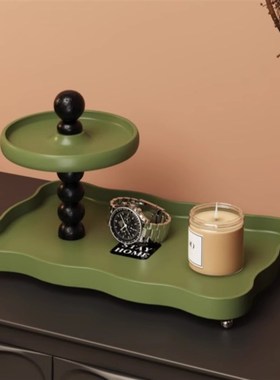 法式复古入户玄关装饰收纳摆件置物架桌面钥匙香T薰家居首饰托盘