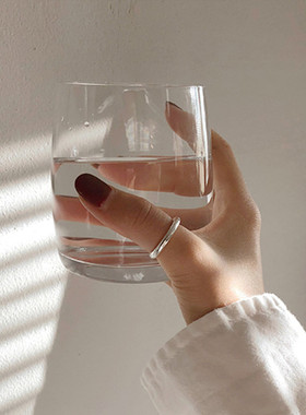 S990足银个性k手工指环极简光圈圆线光面女戒指简约百撘装饰拇指