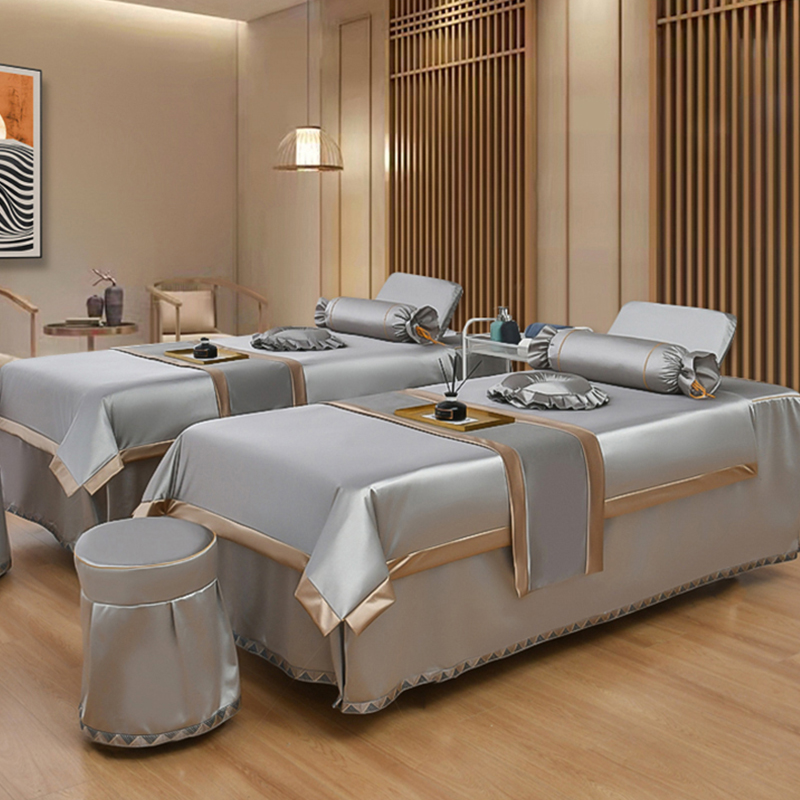 新款美容床罩四件套高档s轻奢美容院专用采耳推拿按摩头疗床单床