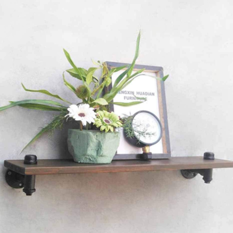 工业风壁挂式置物架水管货架一字搁板托架复古墙上收纳书架定 制