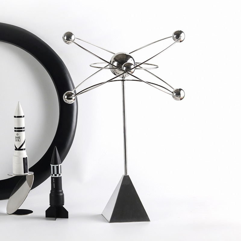 设计师款创意金属行星环绕摆件样板房售楼处书房桌面圆环软装饰品