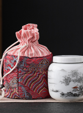 蓝色陶瓷食品膏方蜂蜜密封罐礼盒空盒膏滋丹药瓶配硅胶药粉罐定制