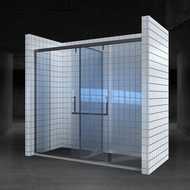 现场制做推拉型一门两用淋浴隔断极窄边不锈钢框架汽车级钢化玻璃