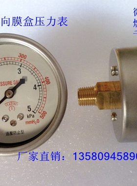 包邮YE60轴向0-5KPA微压表 调压箱膜盒压力表 燃气压力表 全规格