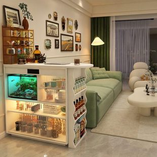 形影家具吧台家用可伸缩折叠窄岛台小餐边柜一体桌现代沙发隔断