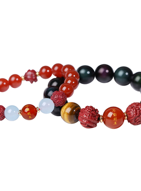 2021年属鸡吉祥物辰酉六合不动明王手链男黑曜石本命年佛珠手串女