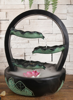 假山喷泉流水摆件办公司桌面加湿A器景观风水轮招财摆设家居工艺