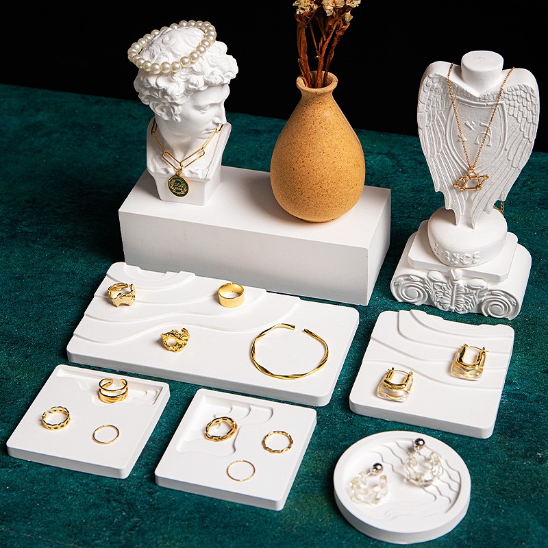 珠宝展示架创意店铺手工石膏摆件耳环耳钉架戒指托盘饰品拍摄道具