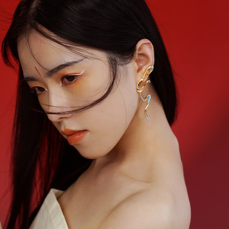 绘间手绘【敦煌-飞天】国潮仙气时尚国风汉服礼物长款耳环耳夹