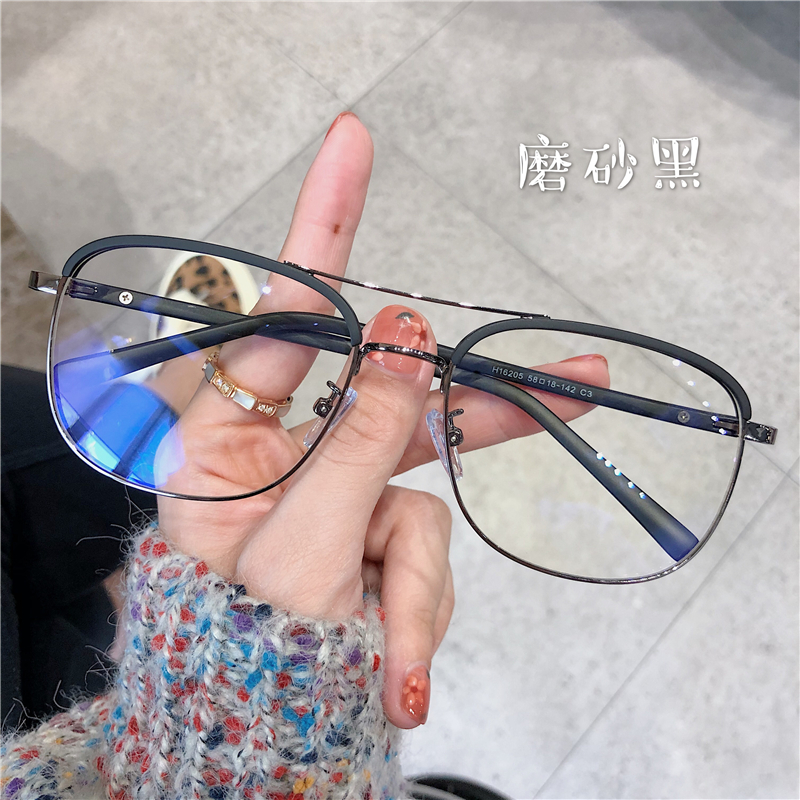 超轻TR防蓝光眼镜女小红书飞行员款潮可配度数圆脸显瘦方形眼镜架