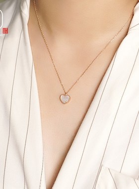 告白爱心纯银项链女夏2023年新款小红心轻奢小众情人节礼物送女友